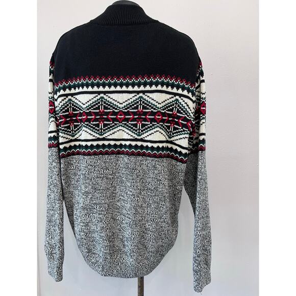 Chaps Men’s XL Shawl Collar Sweater Fair Isle Nordic Knit Pullover Winter Y2K - Picture 2 of 6